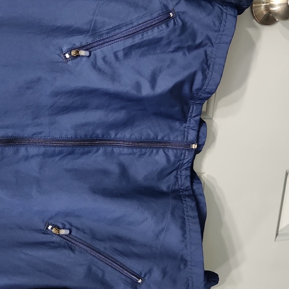 Adidas Navy & Light Blue Stripes Full Zip Windbreaker Jacket medium - Picture 4 of 10